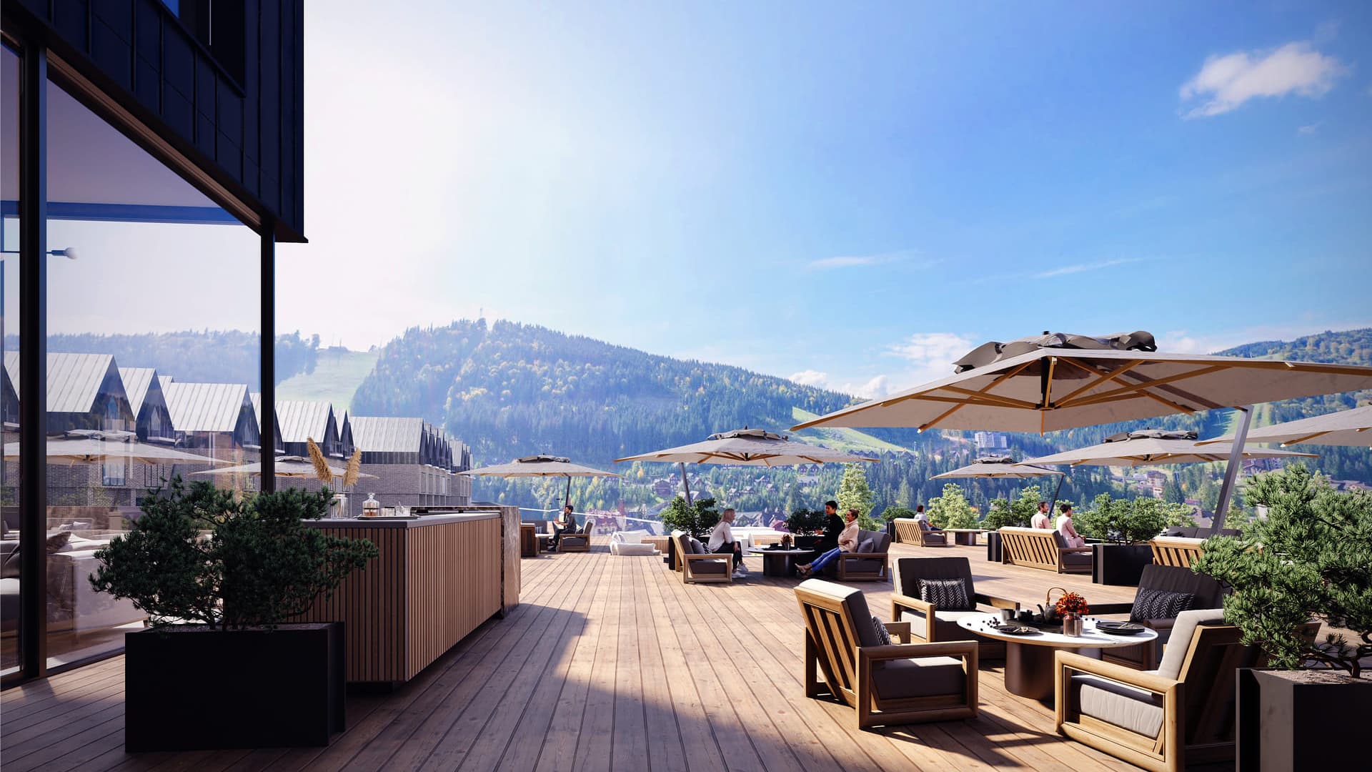 AHNI Moon Resort — панорамна тераса з видом на гори